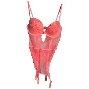 Victoria's Secret NWT Orange Peach Rhinestone Corset Y2k Deadstock Lingerie